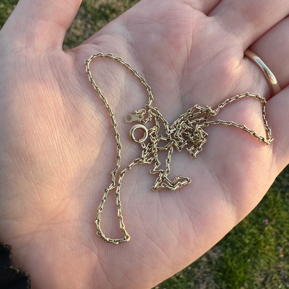 Vintage 14k wheat (?) chain necklace - Picture 2 of 8